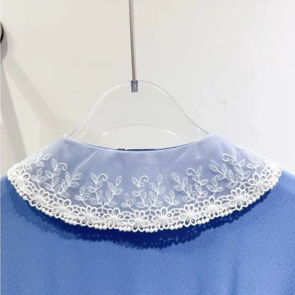 Authentic Miu Miu Blue Dress with White Lace Collar - Picture 3 of 9